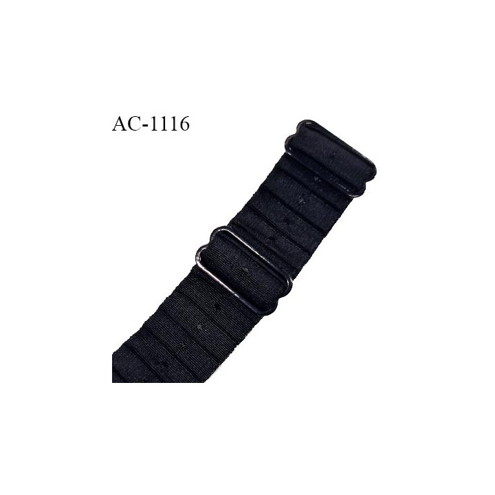 Bretelle lingerie SG 19 mm très haut de gamme couleur noir avec 2 barrettes longueur 30 cm + réglage prix à l'unité