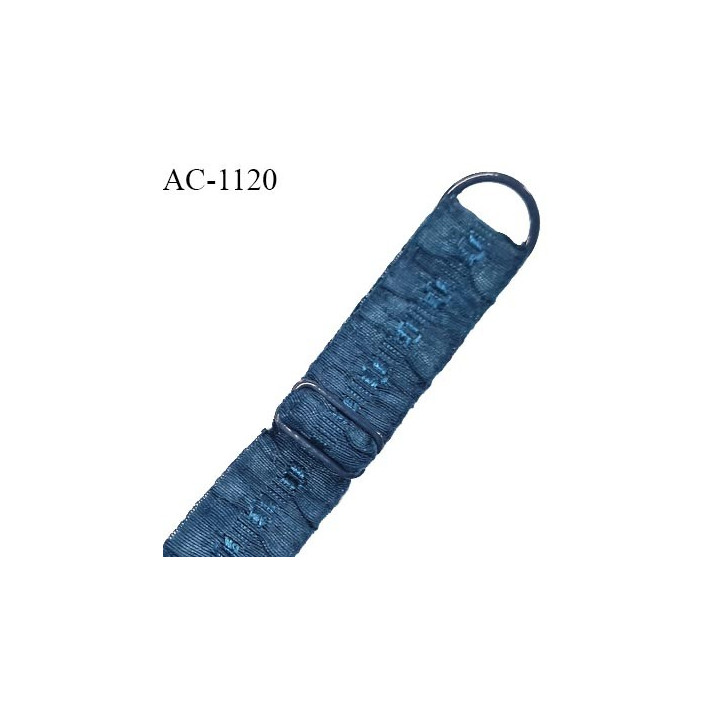 Bretelle lingerie SG 16 mm très haut de gamme couleur bleu paon avec 1 barrette 1 anneau longueur 30 cm + réglage prix à l'unité