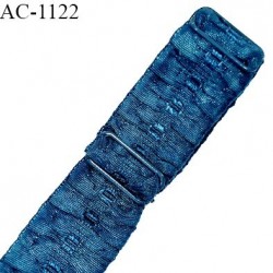 Bretelle lingerie SG 20 mm très haut de gamme couleur bleu paon avec 2 barrettes longueur 30 cm + réglage prix à l'unité