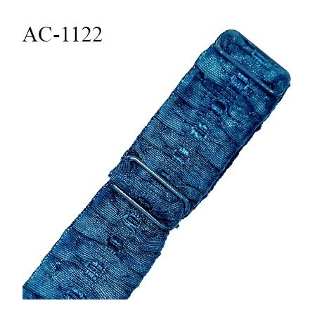 Bretelle lingerie SG 20 mm très haut de gamme couleur bleu paon avec 2 barrettes longueur 30 cm + réglage prix à l'unité