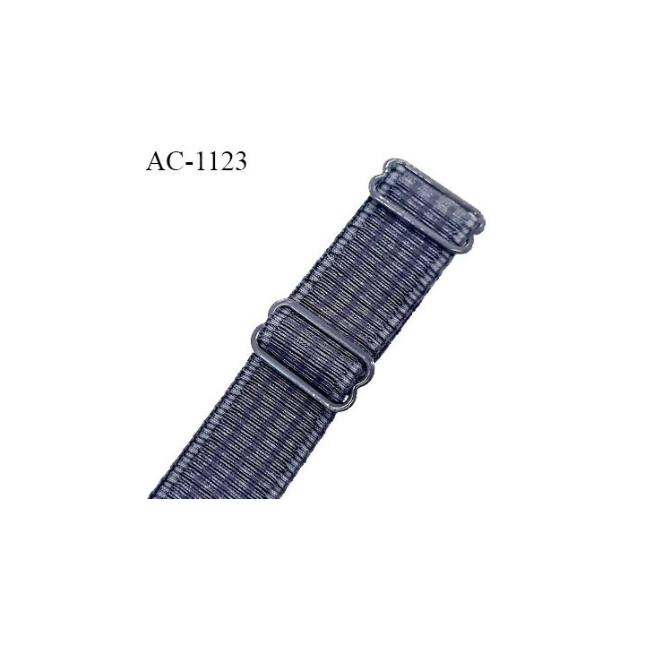 Bretelle lingerie SG 24 mm très haut de gamme couleur gris graphite avec 2 barrettes longueur 30 cm + réglage prix à l'unité