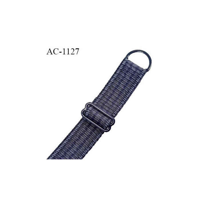 Bretelle lingerie SG 16 mm très haut de gamme couleur gris graphite 1 barrette 1 anneau longueur 30 cm + réglage prix à l'unité