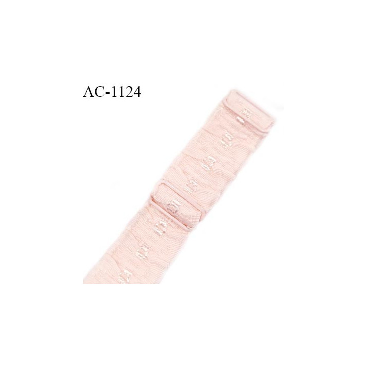 Bretelle lingerie SG 21 mm très haut de gamme couleur rose pâle avec 2 barrettes longueur 30 cm + réglage prix à l'unité