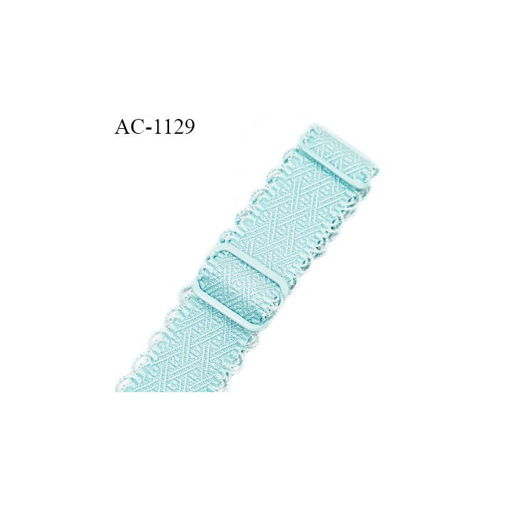 Bretelle lingerie SG 19 mm très haut de gamme couleur bleu lagon avec 2 barrettes longueur 30 cm + réglage prix à l'unité