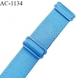 Bretelle lingerie SG 24 mm très haut de gamme couleur bleu avec 2 barrettes longueur 20 cm + réglage prix à l'unité