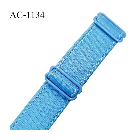 Bretelle lingerie SG 24 mm très haut de gamme couleur bleu avec 2 barrettes longueur 20 cm + réglage prix à l'unité