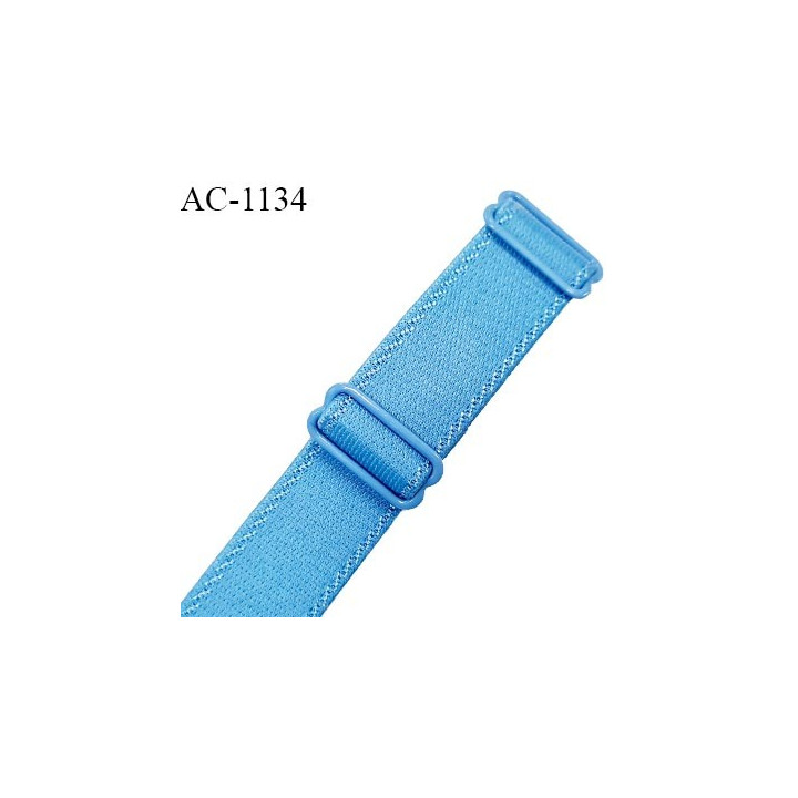 Bretelle lingerie SG 24 mm très haut de gamme couleur bleu avec 2 barrettes longueur 20 cm + réglage prix à l'unité