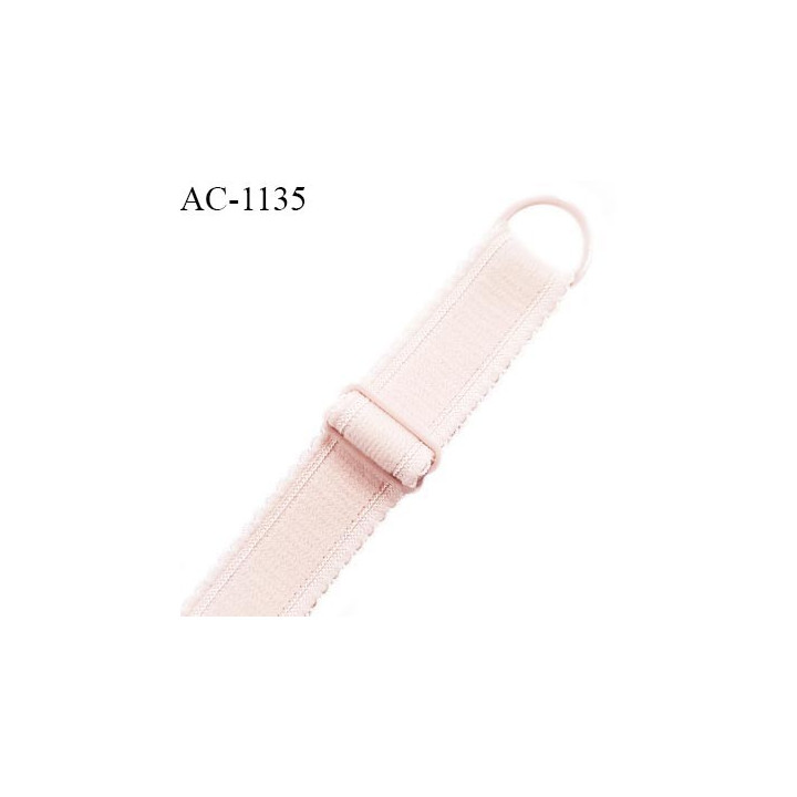 Bretelle lingerie SG 16 mm très haut de gamme couleur rose pâle 1 barrette 1 anneau longueur 30 cm + réglage prix à l'unité