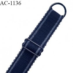 Bretelle lingerie SG 19 mm très haut de gamme couleur bleu denim 1 barrette 1 anneau longueur 30 cm + réglage prix à l'unité