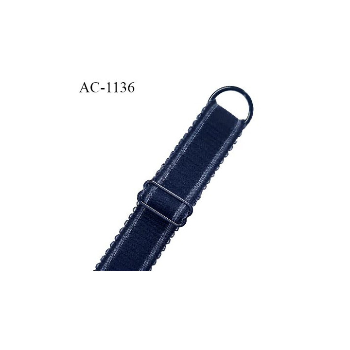 Bretelle lingerie SG 19 mm très haut de gamme couleur bleu denim 1 barrette 1 anneau longueur 30 cm + réglage prix à l'unité