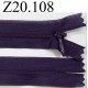 fermeture éclair invisible longueur 20 cm couleur violet foncé non séparable zip nylon largeur 2,4 cm