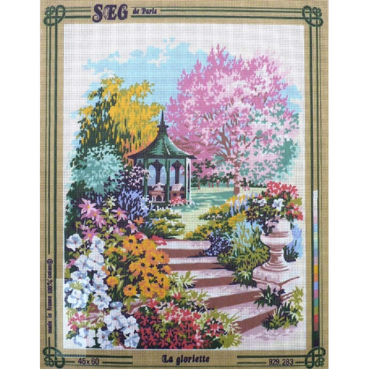 Canevas à broder 45 x 60 cm marque SEG DE PARIS thème LA GLORIETTE fabrication française