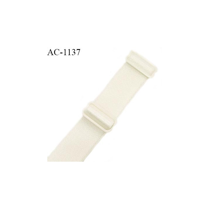 Bretelle lingerie SG 19 mm très haut de gamme couleur naturel écru avec 2 barrettes longueur 30 cm + réglage prix à l'unité