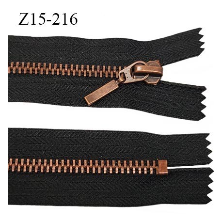 Fermeture zip 15 cm non séparable couleur anthracite longueur 15 cm largeur 3 cm glissière métal couleur laiton prix à l'unité