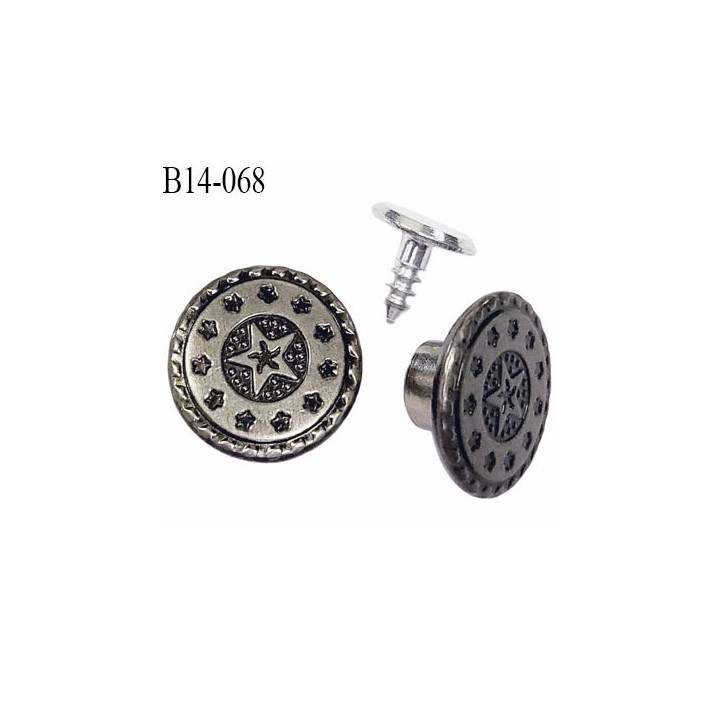 Bouton pour jeans 14 mm en métal couleur acier avec le clou 14 millimètre facile a poser prix pour le clou et le bouton