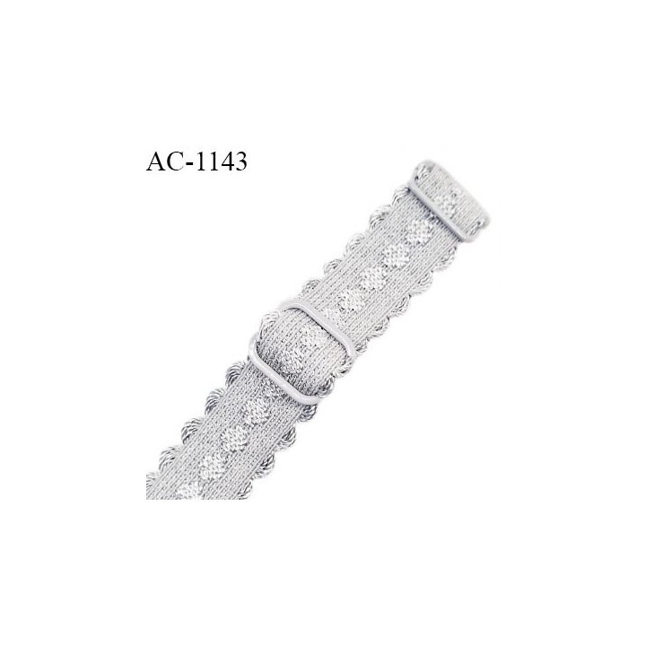 Bretelle lingerie SG 14 mm très haut de gamme couleur blanc 1 barrette 1 anneau longueur 30 cm + réglage prix à l'unité