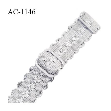 Bretelle lingerie SG 10 mm très haut de gamme couleur gris 1 barrette 1 anneau longueur 30 cm + réglage prix à l'unité