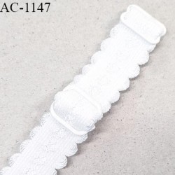 Bretelle lingerie SG 14 mm très haut de gamme couleur blanc 2 barrettes longueur 30 cm + réglage prix à l'unité