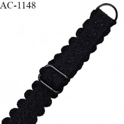 Bretelle lingerie SG 10 mm très haut de gamme couleur noir 1 barrette 1 anneau longueur 30 cm + réglage prix à l'unité