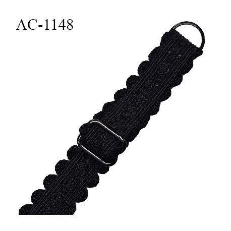 Bretelle lingerie SG 10 mm très haut de gamme couleur noir 1 barrette 1 anneau longueur 30 cm + réglage prix à l'unité