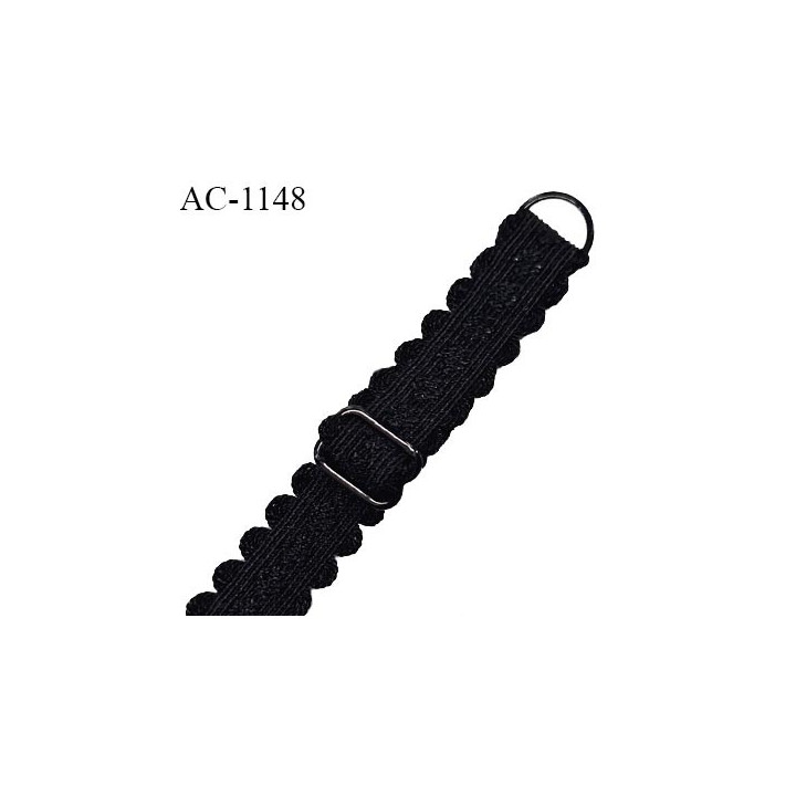 Bretelle lingerie SG 10 mm très haut de gamme couleur noir 1 barrette 1 anneau longueur 30 cm + réglage prix à l'unité
