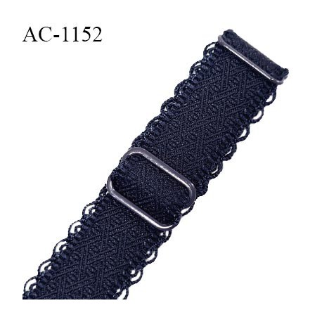 Bretelle lingerie SG 19 mm très haut de gamme couleur bleu marine avec 2 barrettes longueur 30 cm + réglage prix à l'unité