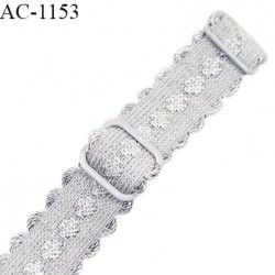 Bretelle lingerie SG 19 mm très haut de gamme couleur gris avec 2 barrettes longueur 30 cm + réglage prix à l'unité