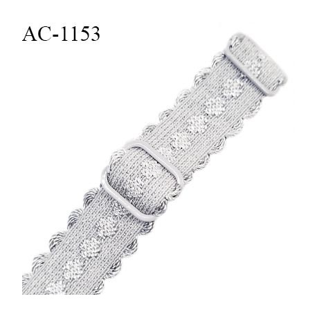 Bretelle lingerie SG 19 mm très haut de gamme couleur gris avec 2 barrettes longueur 30 cm + réglage prix à l'unité