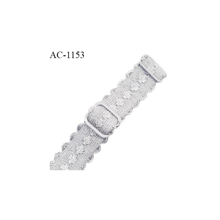 Bretelle lingerie SG 19 mm très haut de gamme couleur gris avec 2 barrettes longueur 30 cm + réglage prix à l'unité