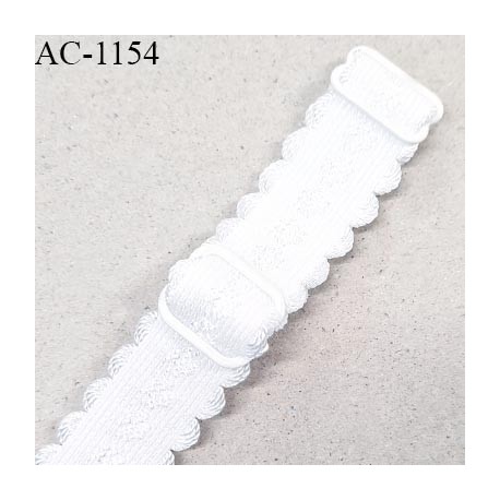Bretelle lingerie SG 19 mm très haut de gamme couleur blanc avec 2 barrettes longueur 30 cm + réglage prix à l'unité