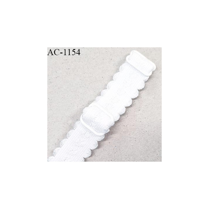 Bretelle lingerie SG 19 mm très haut de gamme couleur blanc avec 2 barrettes longueur 30 cm + réglage prix à l'unité