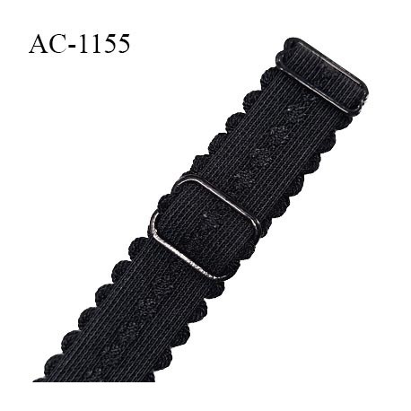 Bretelle lingerie SG 19 mm très haut de gamme couleur noir avec 2 barrettes longueur 30 cm + réglage prix à l'unité