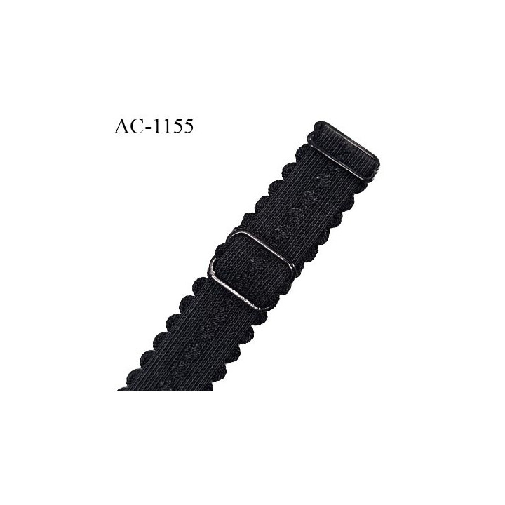 Bretelle lingerie SG 19 mm très haut de gamme couleur noir avec 2 barrettes longueur 30 cm + réglage prix à l'unité