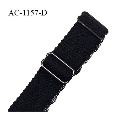 Bretelle droite lingerie SG 24 mm très haut de gamme couleur noir avec 2 barrettes longueur 30 cm + réglage prix à l'unité