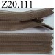 fermeture éclair invisible longueur 20 cm couleur marron kaki non séparable zip nylon largeur 2 cm