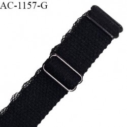 Bretelle gauche lingerie SG 24 mm très haut de gamme couleur noir avec 2 barrettes longueur 30 cm + réglage prix à l'unité