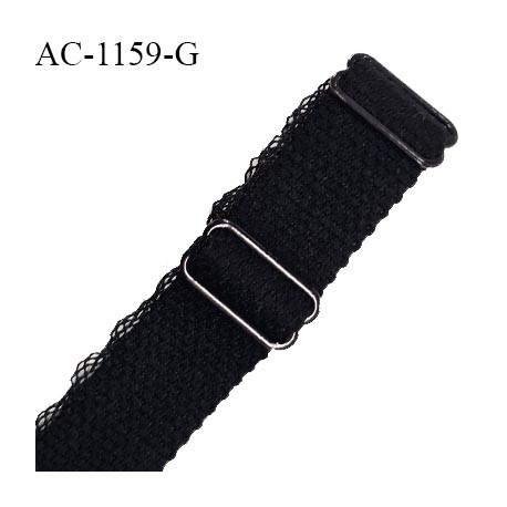Bretelle gauche lingerie SG 16 mm très haut de gamme couleur noir avec 2 barrettes longueur 30 cm + réglage prix à l'unité
