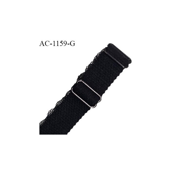 Bretelle gauche lingerie SG 16 mm très haut de gamme couleur noir avec 2 barrettes longueur 30 cm + réglage prix à l'unité
