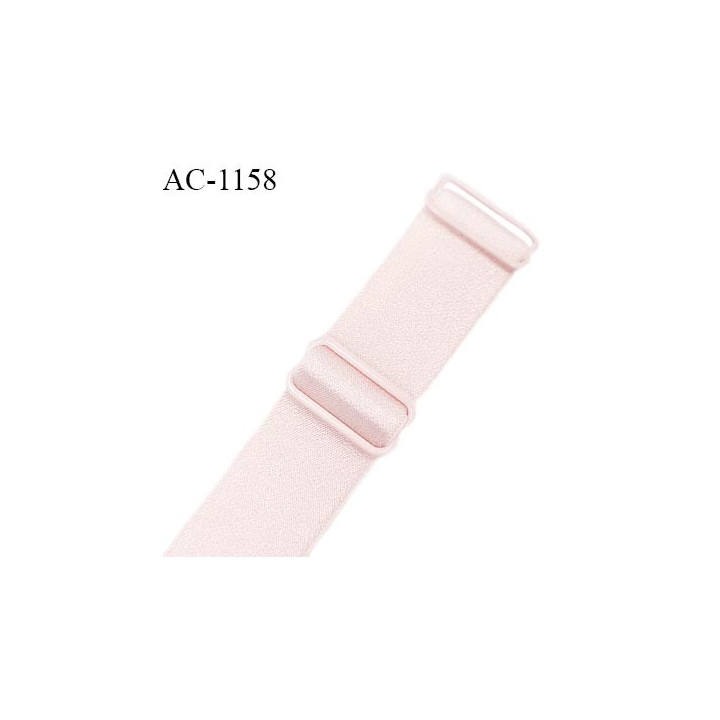 Bretelle lingerie SG 24 mm très haut de gamme couleur blush brillant avec 2 barrettes longueur 27 cm + réglage prix à l'unité