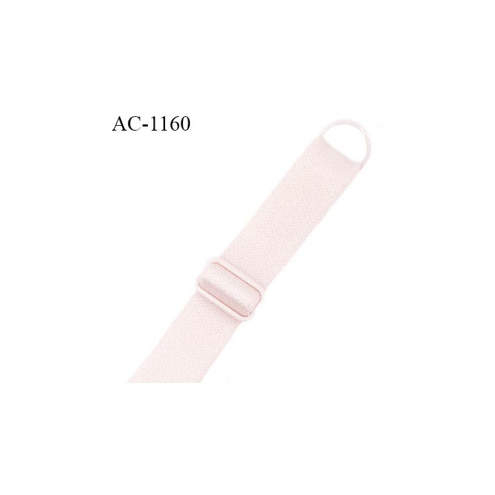Bretelle lingerie SG 16 mm très haut de gamme couleur blush brillant 1 barrette 1 anneau longueur 30 cm + réglage prix à l'unité
