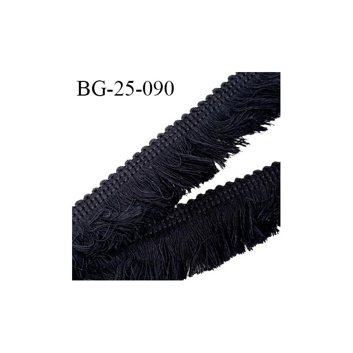 Galon franges 25 mm coton couleur noir largeur de bande 7 mm + 18 mm de franges prix au mètre
