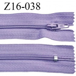 Fermeture zip 16 cm couleur parme lilas non séparable largeur 2.5 cm glissière nylon largeur 4 mm prix à l'unité