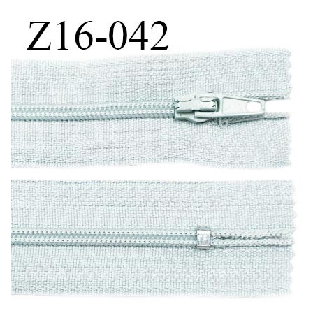 Fermeture zip 16 cm non séparable couleur gris quartz zip glissière nylon invisible largeur 4 mm largeur 27 mm prix à l'unité