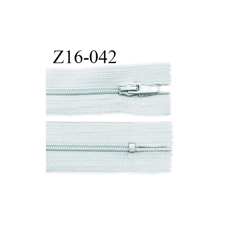 Fermeture zip 16 cm non séparable couleur gris quartz zip glissière nylon invisible largeur 4 mm largeur 27 mm prix à l'unité