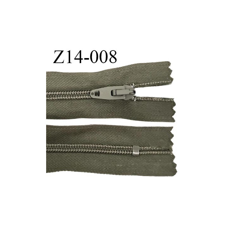 Fermeture zip 14 cm non séparable couleur kaki zip glissière nylon invisible largeur 4 mm largeur 25 mm prix à l'unité