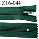 Fermeture zip 16 cm non séparable couleur vert bouteille zip glissière nylon invisible largeur 4 mm largeur 27 mm prix à l'unité