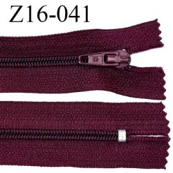 Fermeture zip 16 cm non séparable couleur bordeaux zip glissière nylon largeur 4 mm largeur 27 mm prix à l'unité