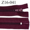 Fermeture zip 16 cm non séparable couleur bordeaux zip glissière nylon invisible largeur 4 mm largeur 27 mm prix à l'unité