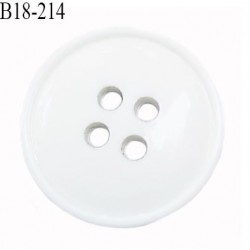 bouton 18 mm en pvc couleur naturel brillant 4 trous avec bordure diamètre 18 millimètres