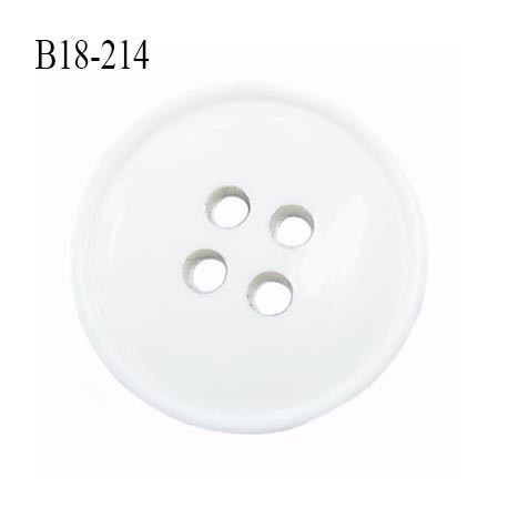 bouton 18 mm en pvc couleur naturel 4 trous avec bordure diamètre 18 millimètres